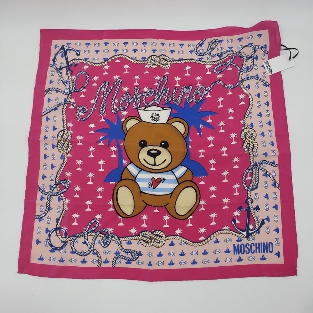 MOSCHINO TEDDY BEAR 100% SILK SCARF NWT